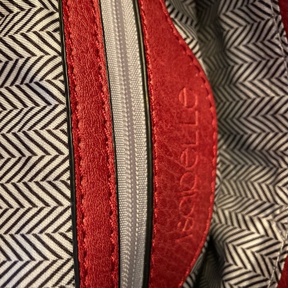 EUC Isabelle Red Leather Shoulder Bag. Lots of Zippered hiding places. - Picture 5 of 10
